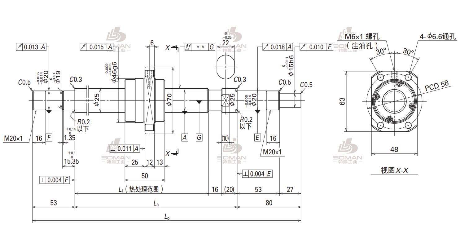 W2516FA-1PGX-C5Z50-轴端完成品滚珠丝杠