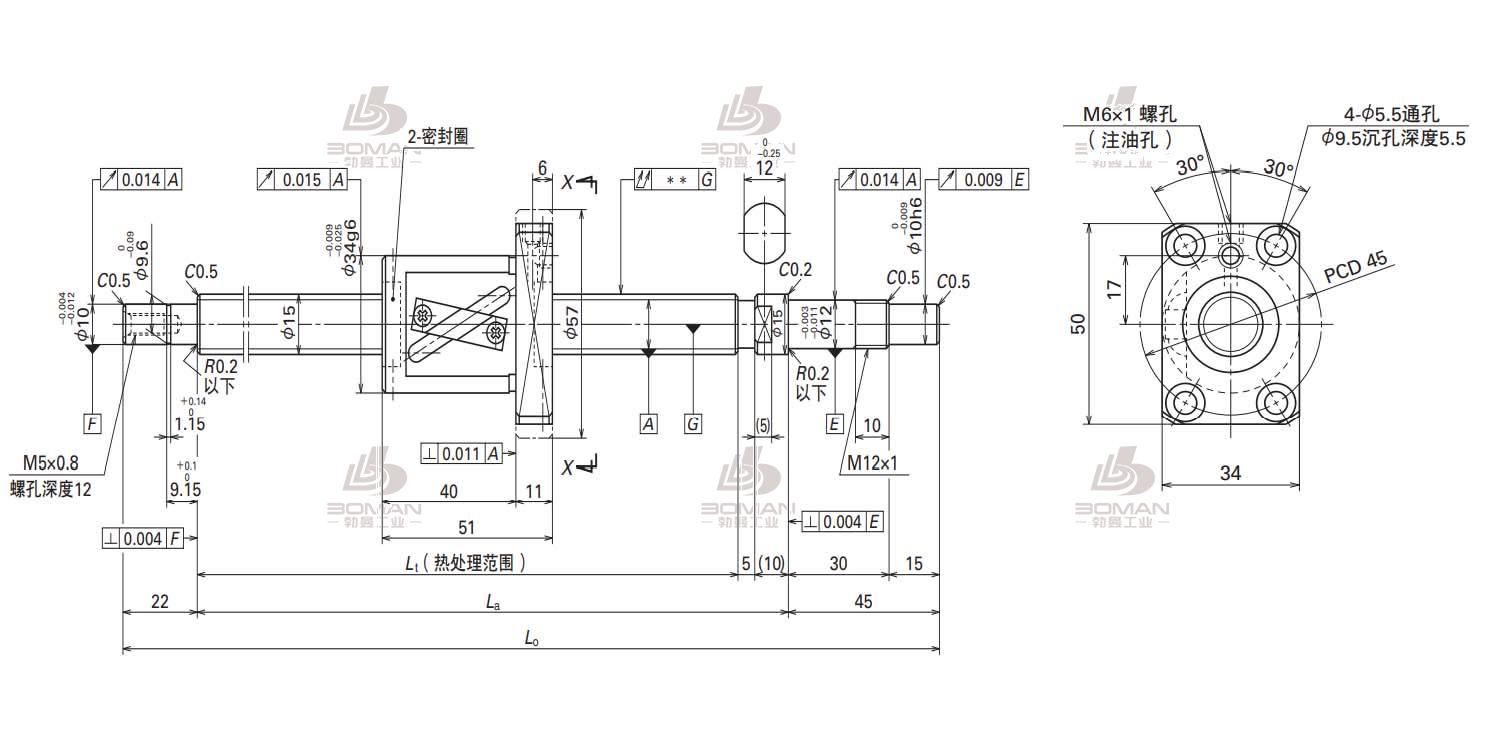 W1501FA-1P-C5Z10-GK155-SA标准滚珠丝杠